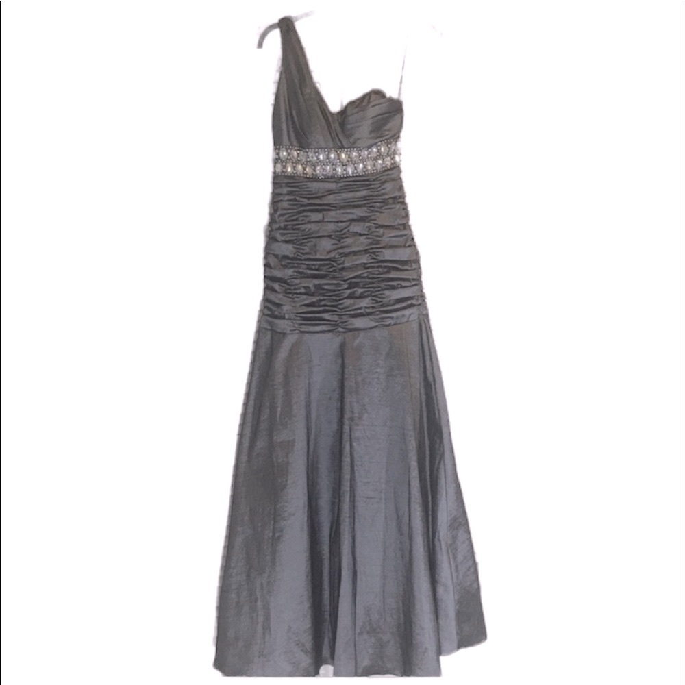 JODI KRISTOPHER Gray Prom Dress